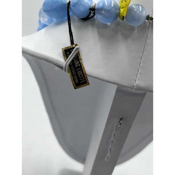 Vintage Hong Kong Swirl Dimension Genuine Lucite One Strand Necklace Tags New - Picture 6 of 12